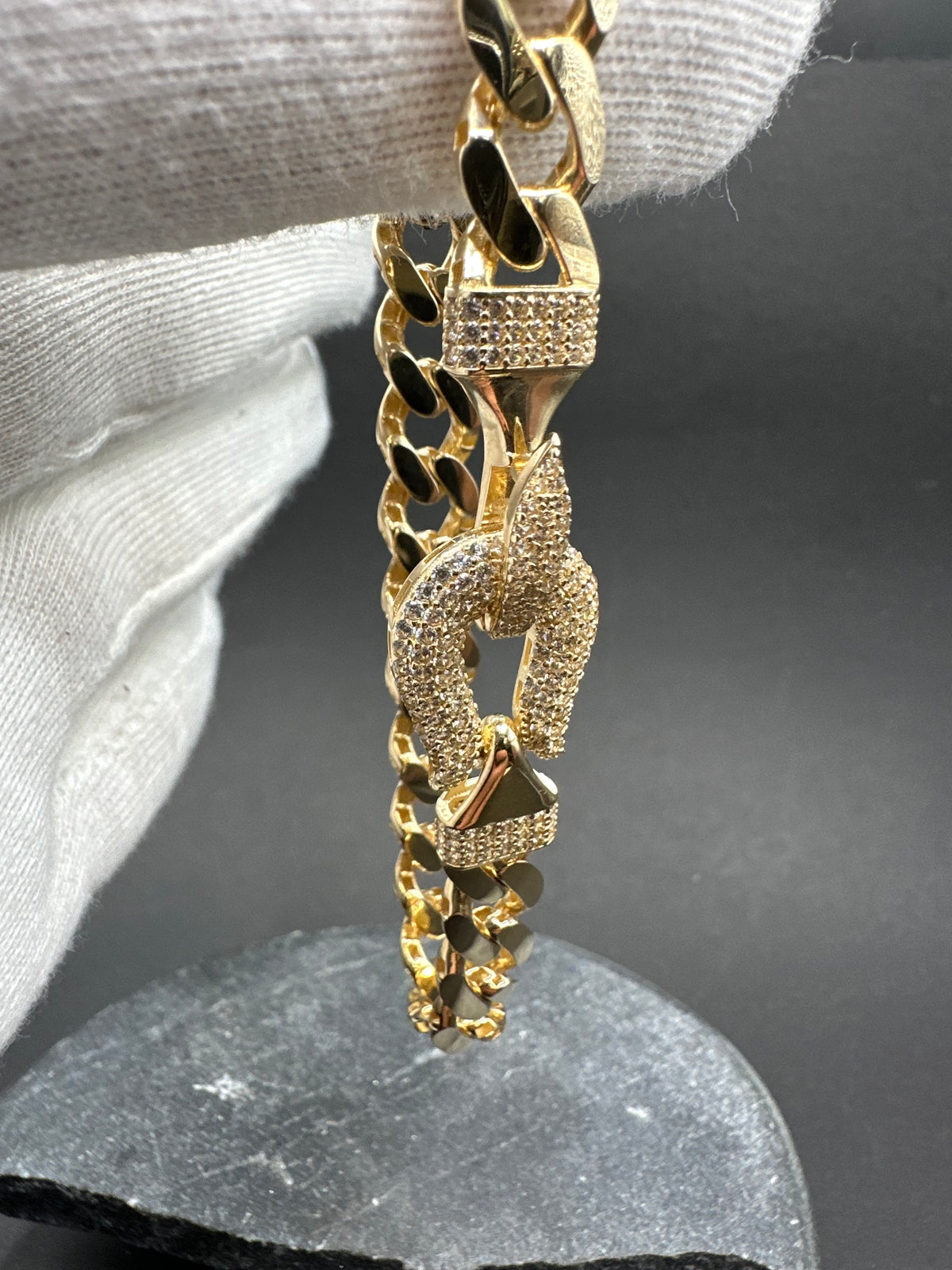 14K Gouden Cubaanse Armband met Zirkonia – 20 cm | 8,2 mm