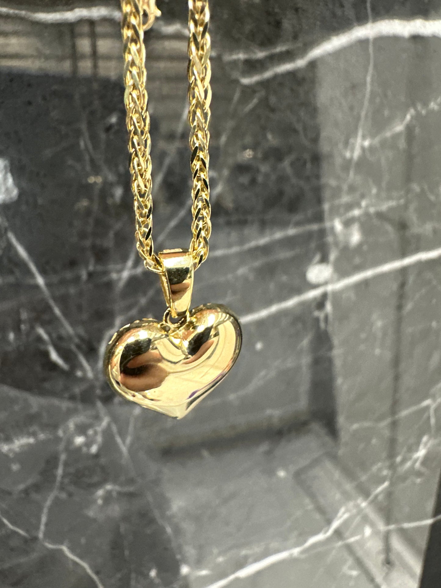 14K Gouden Vossenstaart Ketting met Hart Hanger – 50 cm