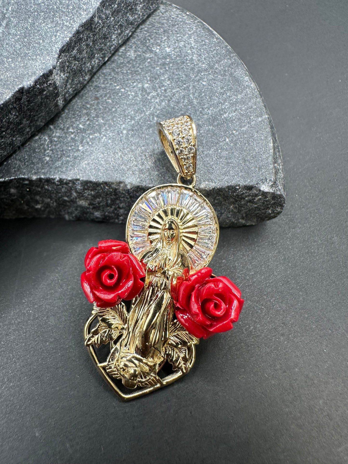 14K Gouden Maria Hanger met Zirkonia