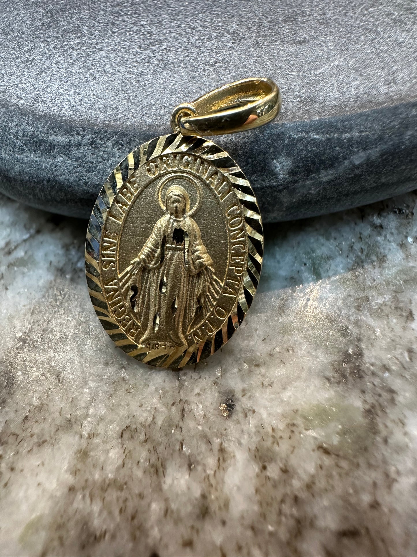 18K Gouden Platte Maria Hanger