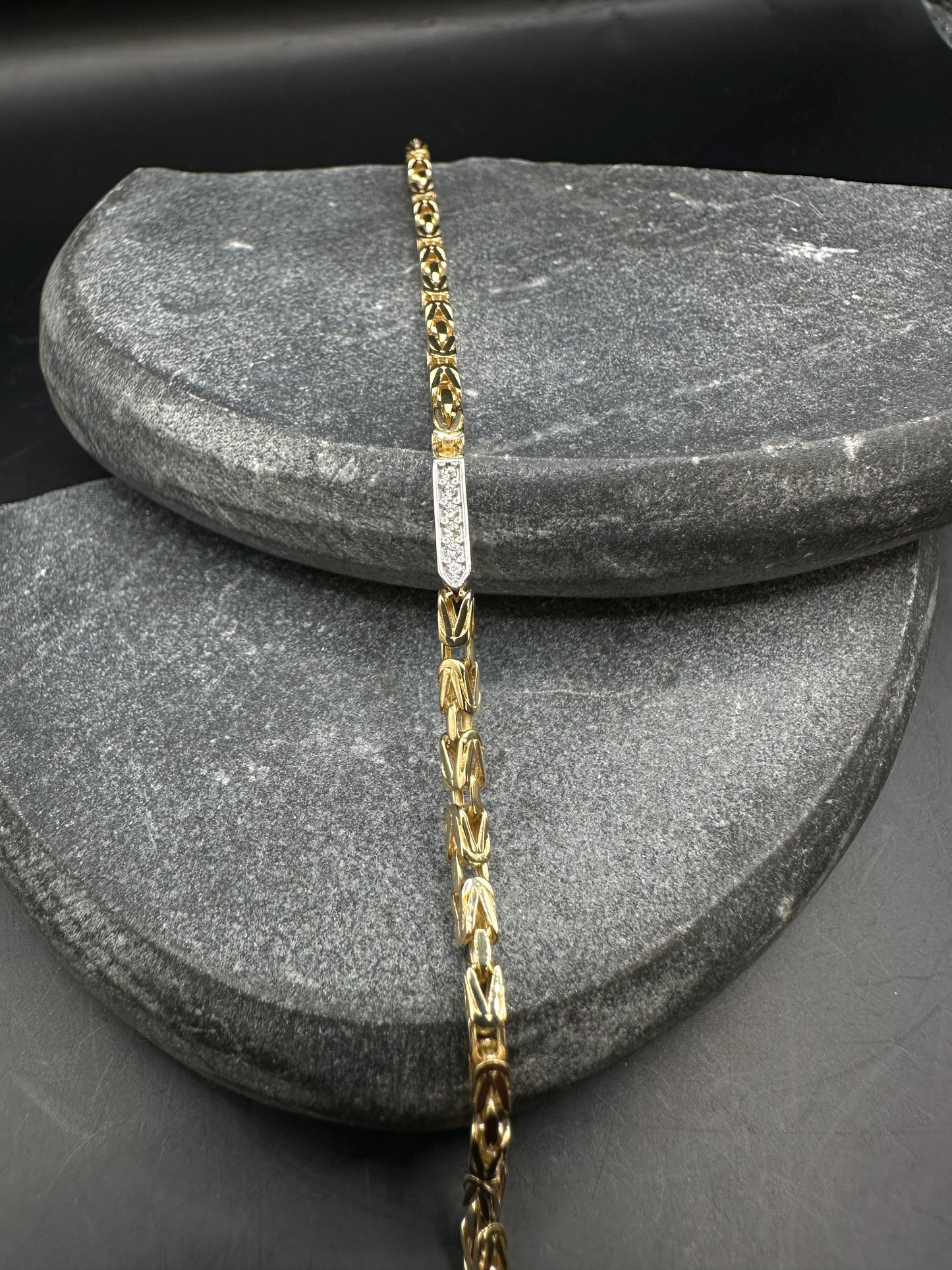 14K Gouden Koningsarmband met Zirkonia Stenen – 21 cm