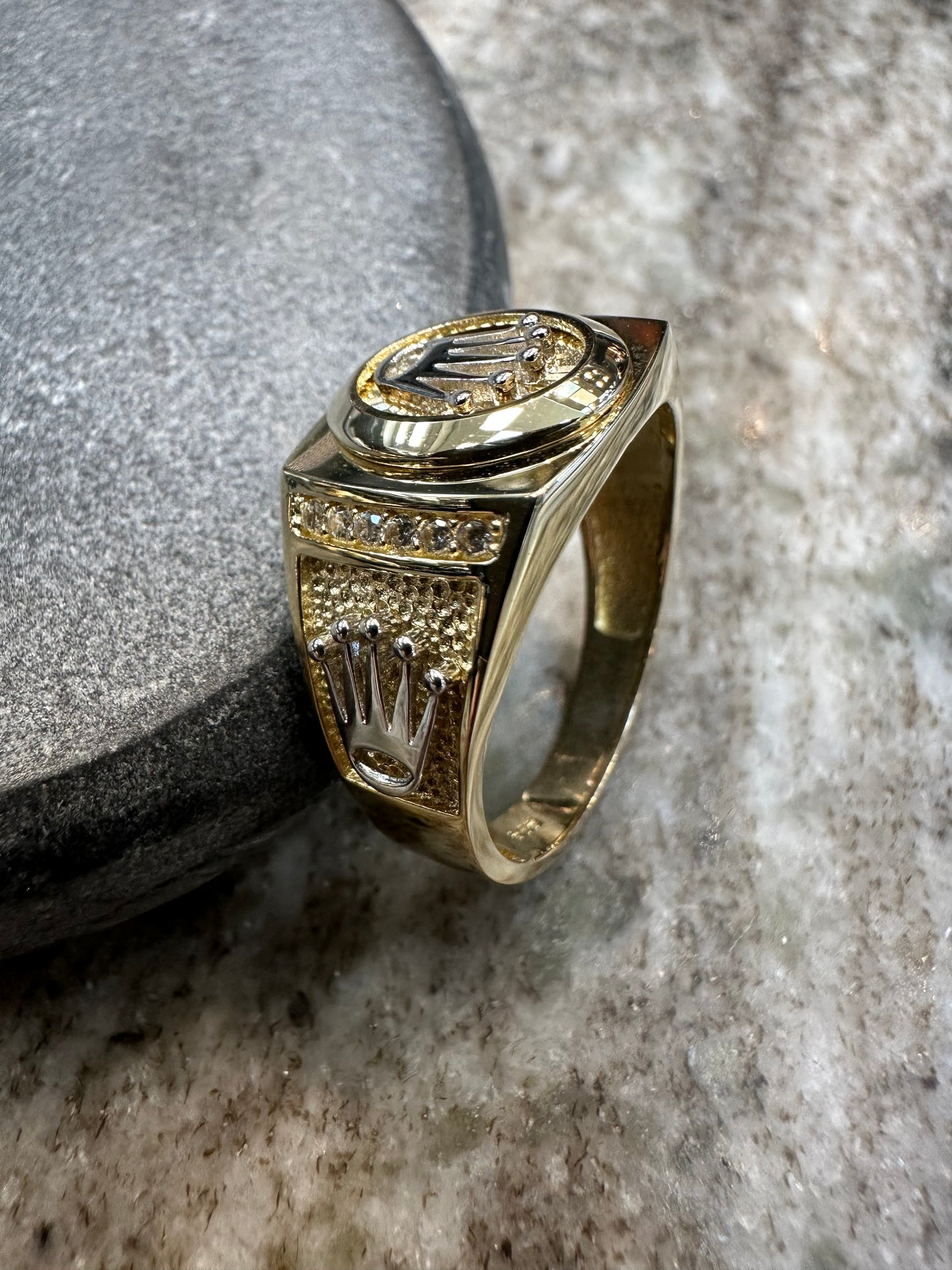 14K Gouden Trio Kroon Ring – Bicolor | Maat 20,5 | Luxe & Koninklijk Design