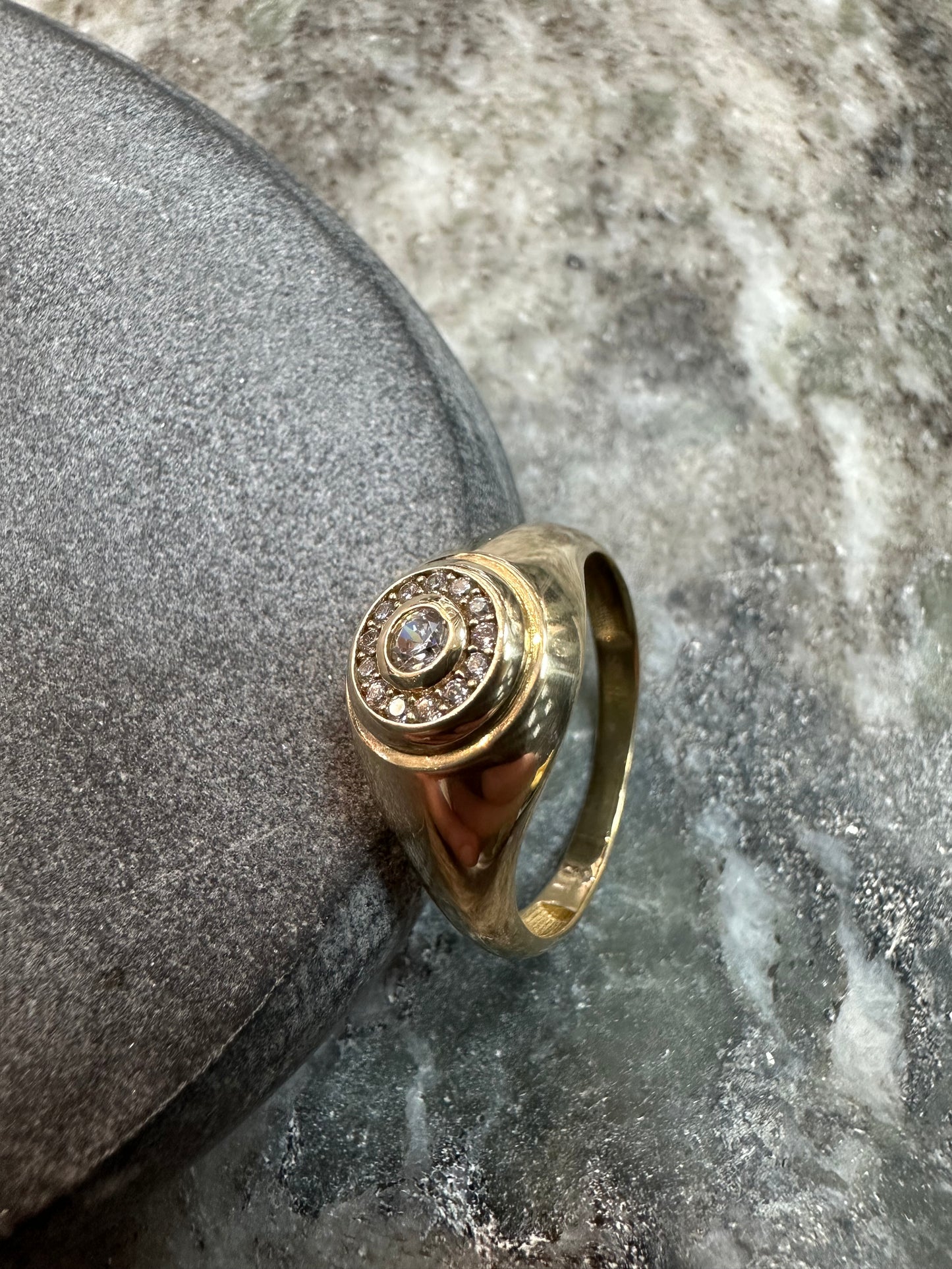 Schitterende 14K Gouden Ronde Ring met Zirkonia – Maat 21