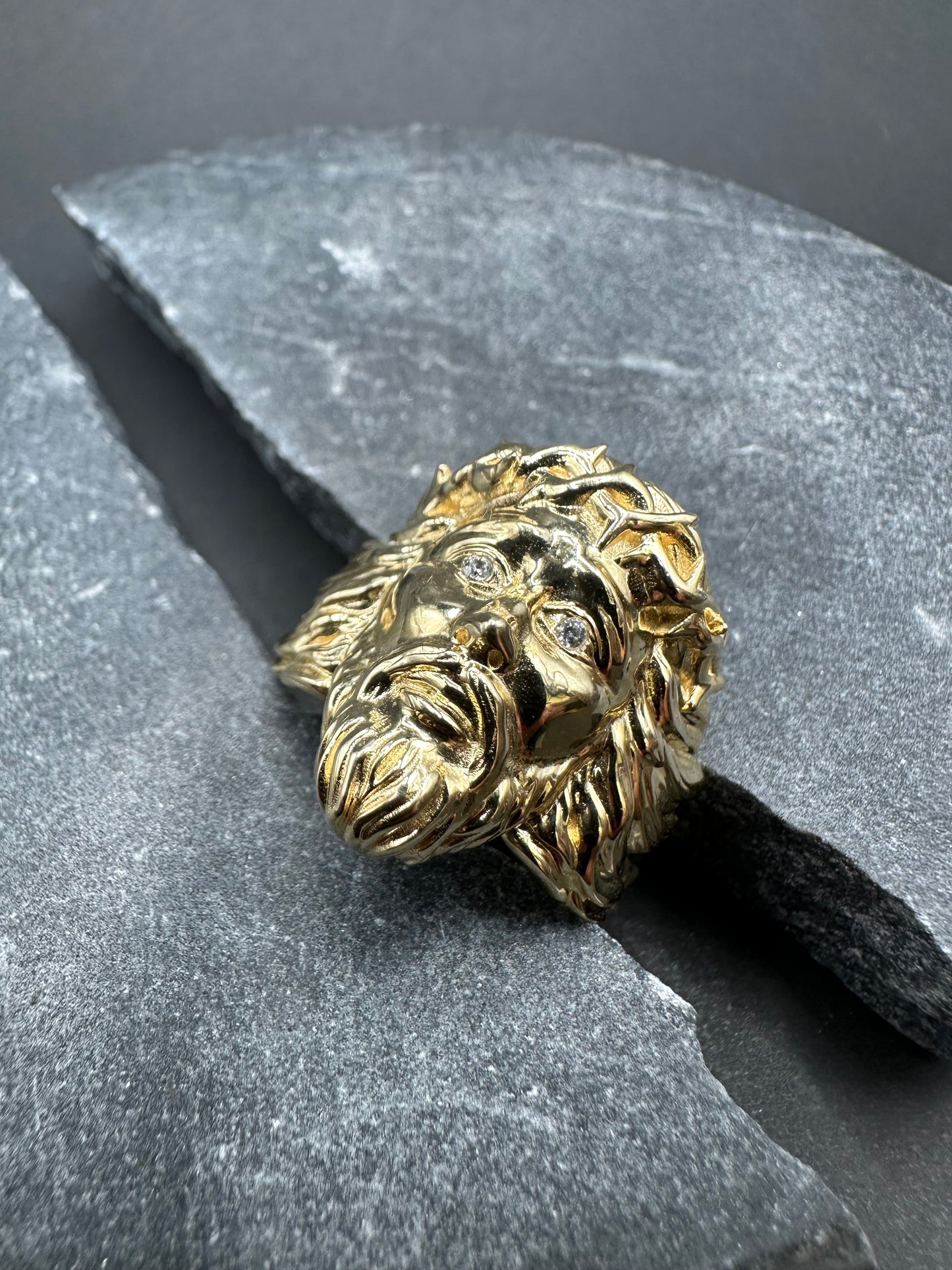 14K Gouden Jezus Hoofd Ring – Maat 20