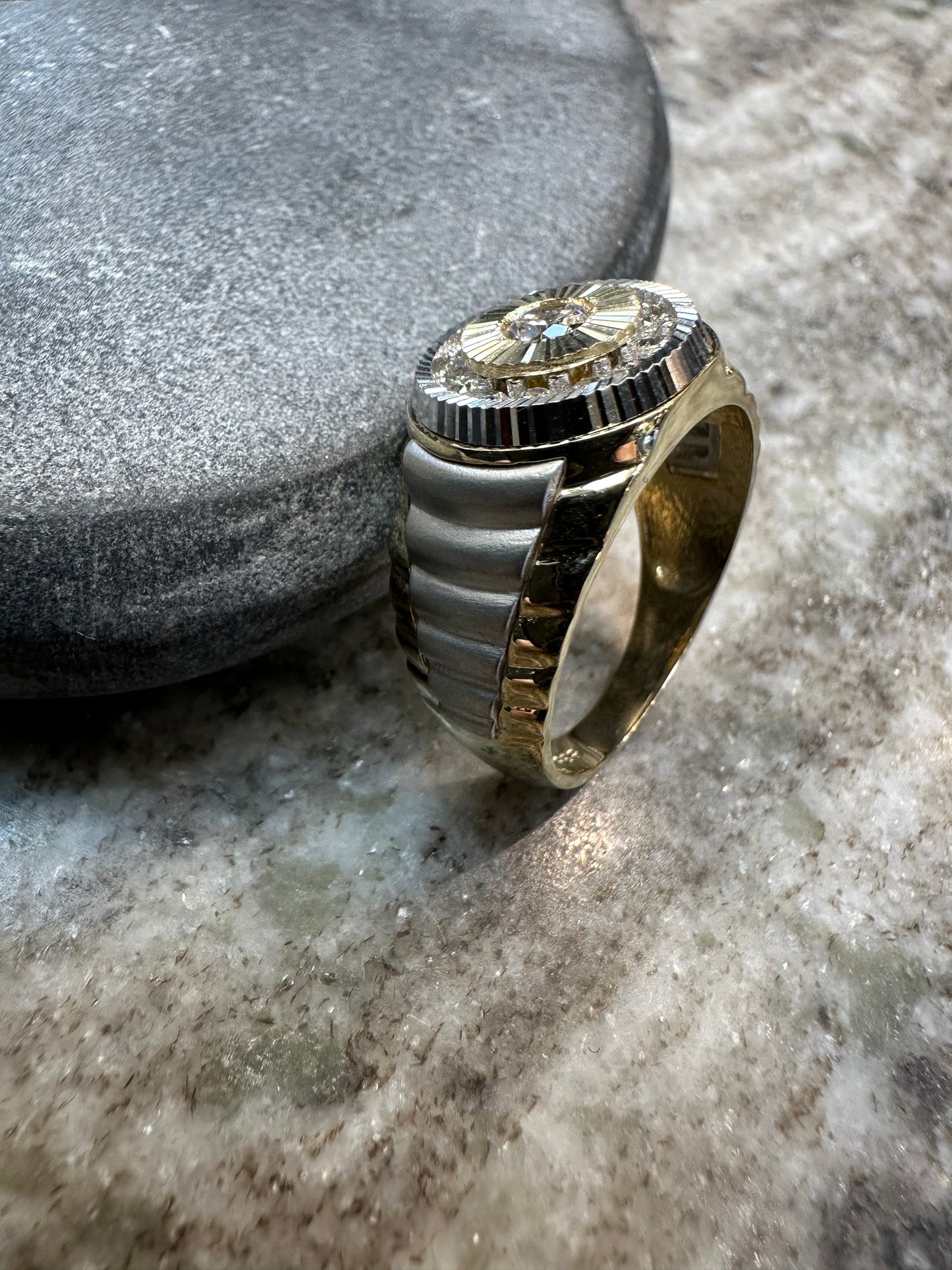 Prachtige 14K Gouden Bicolor Ring met Zirkonia – Maat 19,5 | Luxe & Elegant