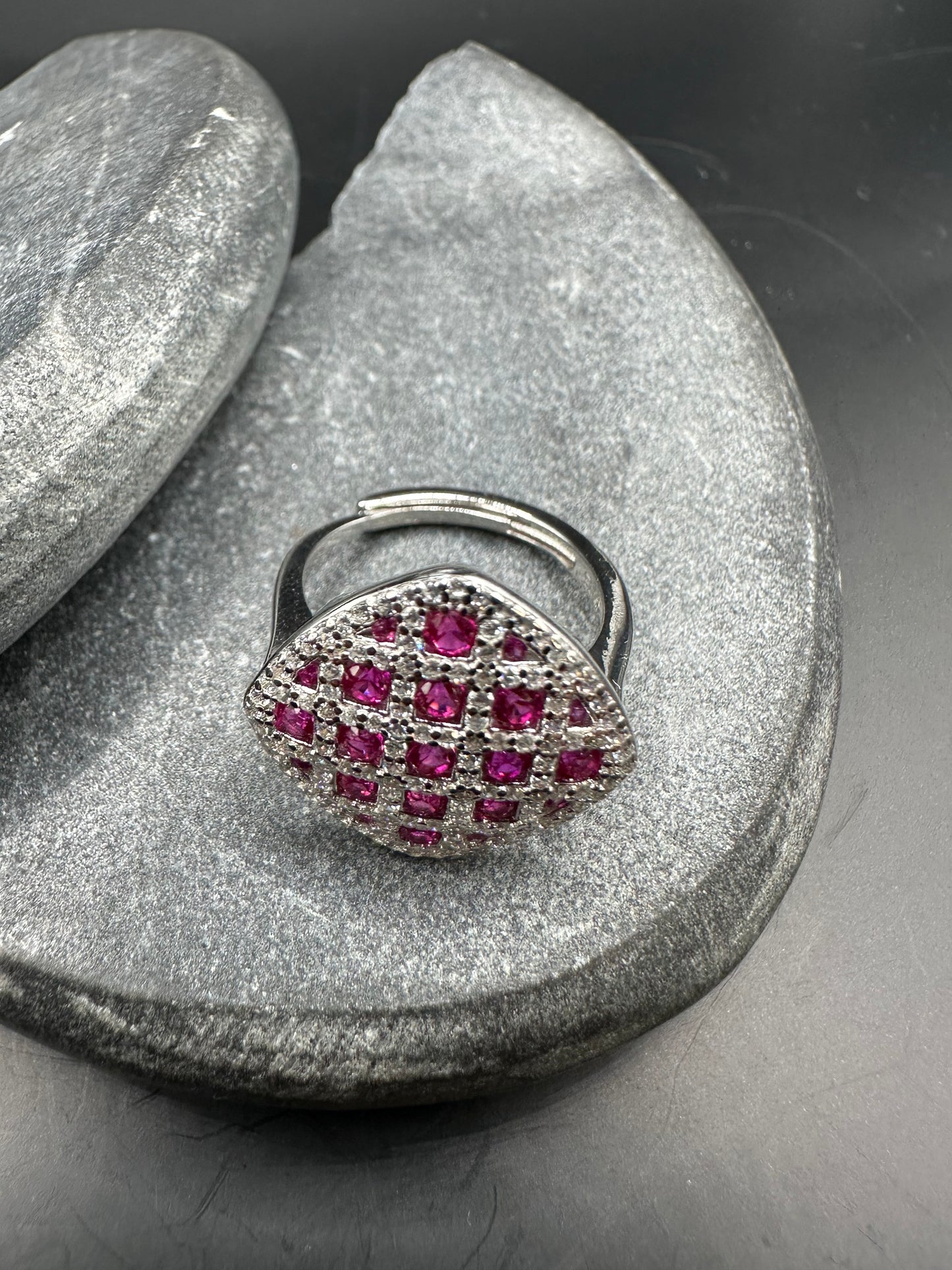 925 Zilveren Ring met Robijnen en Zirkonia – Free Size