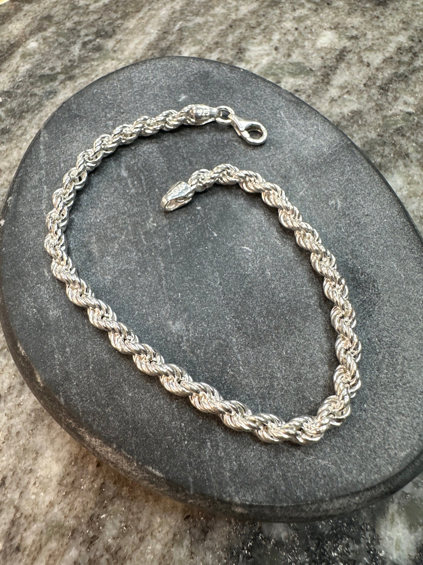 Prachtige 925 Zilveren Rope Armband – 21 cm | 4,5 mm | Tijdloos & Stijlvol