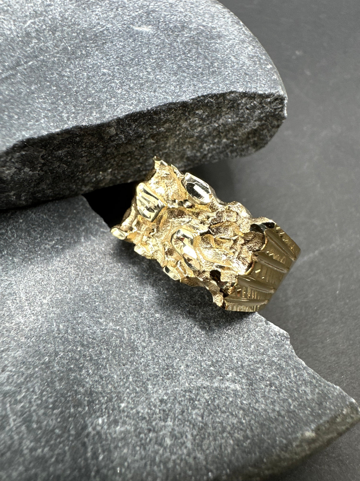 18K Gouden Piet Piet Ring – 11 mm Breed | Diamond cut