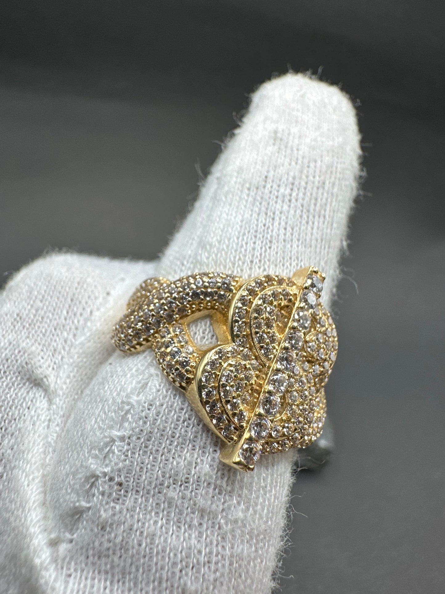 14K Gouden Iced Out Dollar Ring met Zirkonia – Maat 20