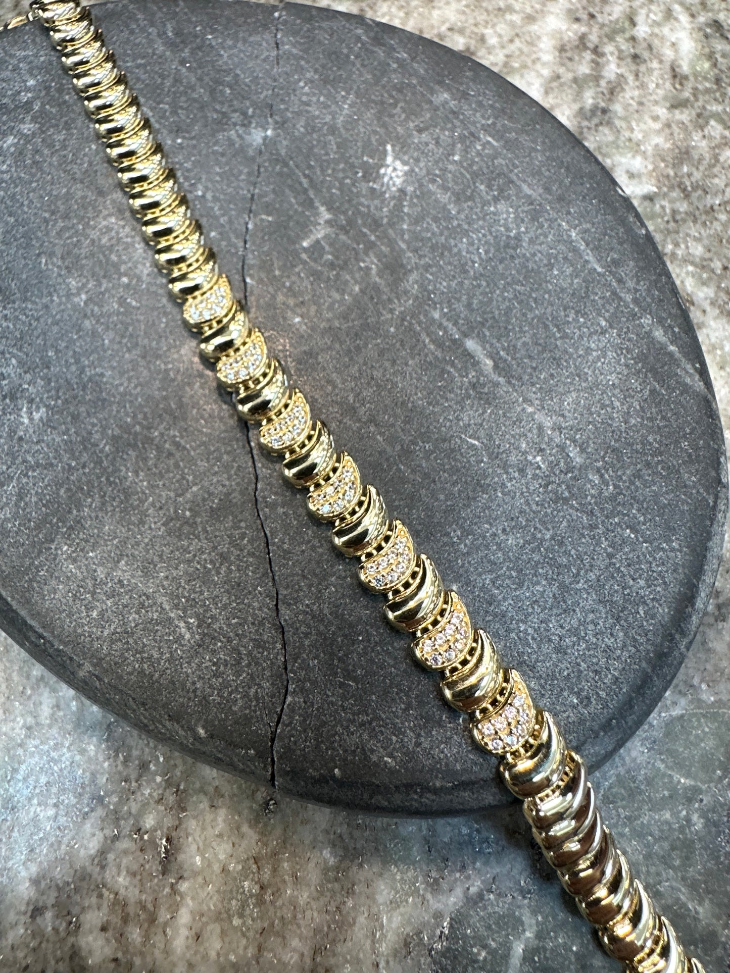 Prachtige 14K Gouden Armband met Zirkonia – 20 cm | 7 mm | Luxe & Sprankelend