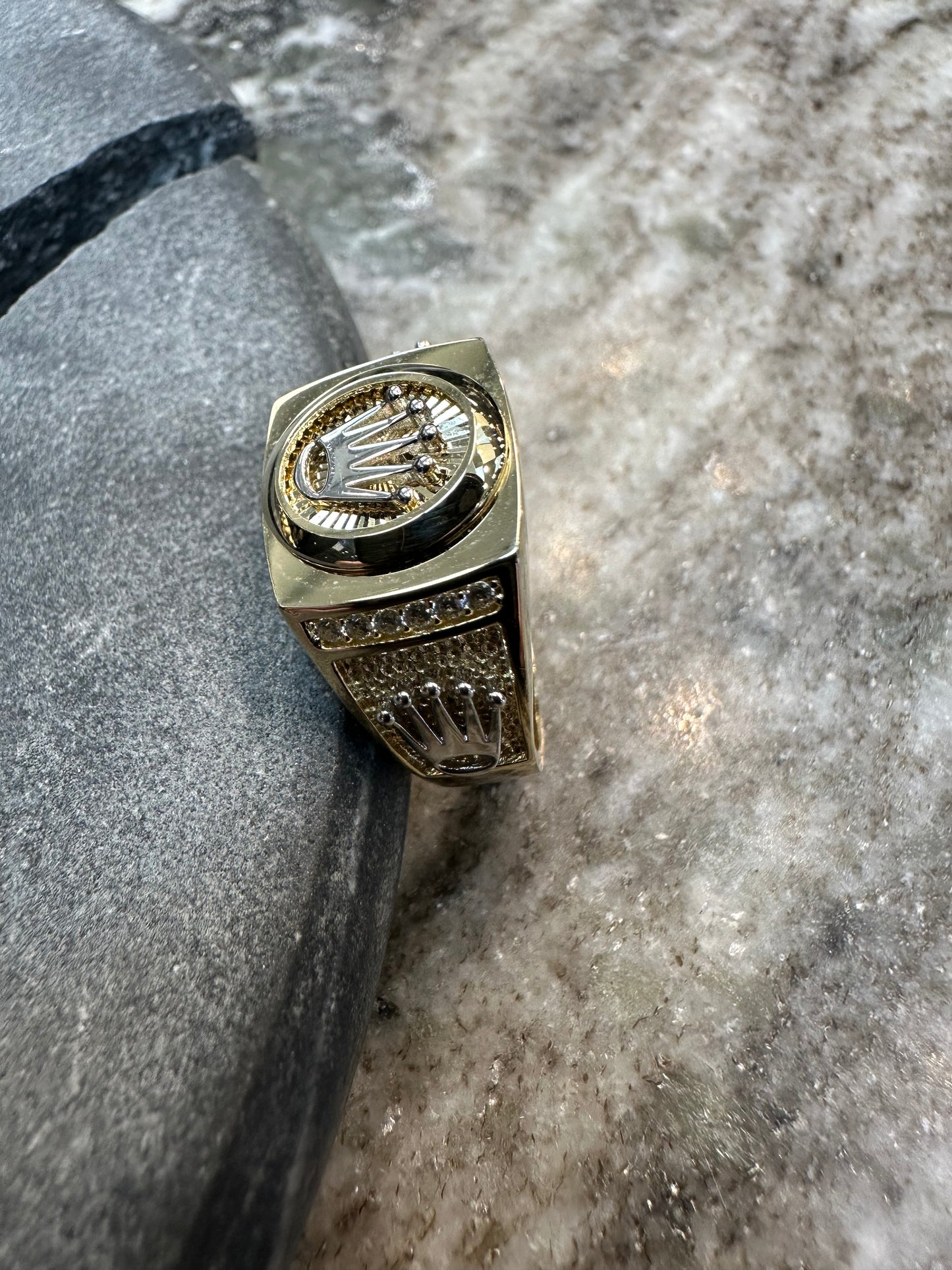 14K Gouden Trio Kroon Ring – Bicolor | Maat 20,5 | Luxe & Koninklijk Design
