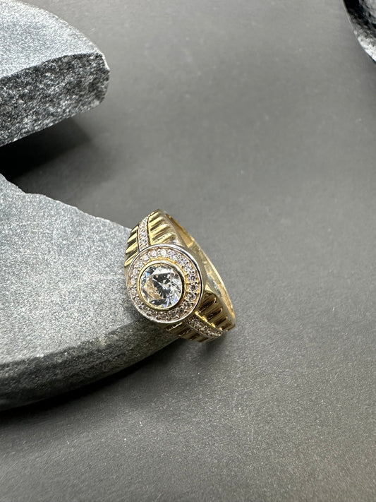 14K Gouden Ring met Ronde Zirkonia – Maat 20,5