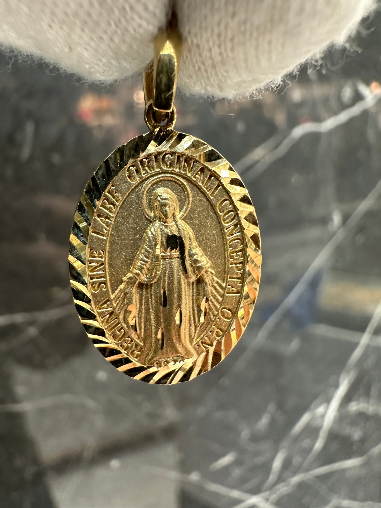 18K Gouden Platte Maria Hanger