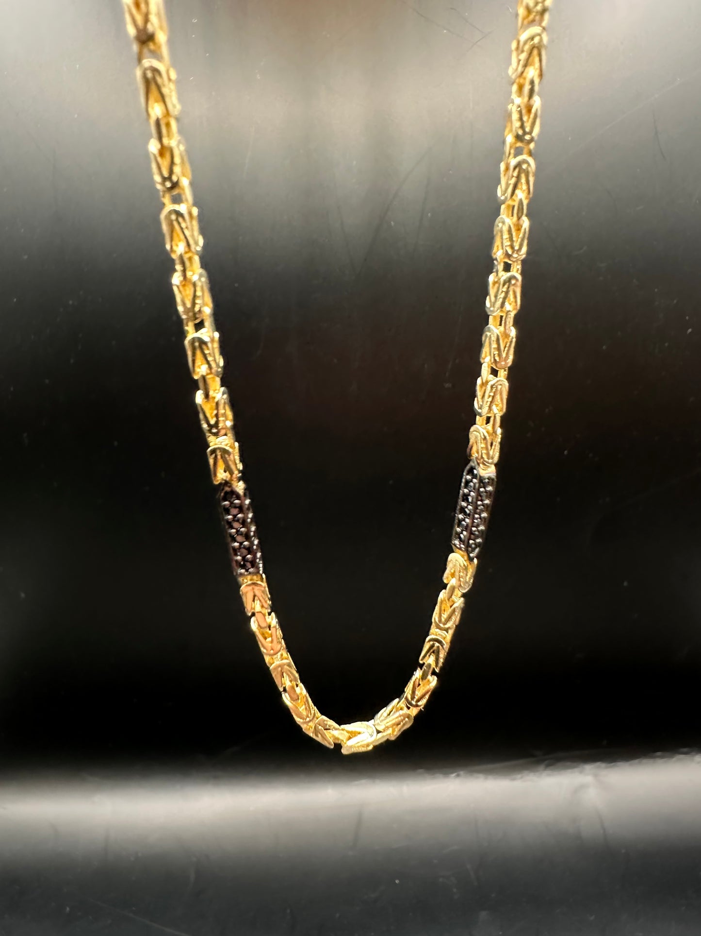 14K Gouden Massieve Koningsketting met Onyx Stenen – 2,1 mm