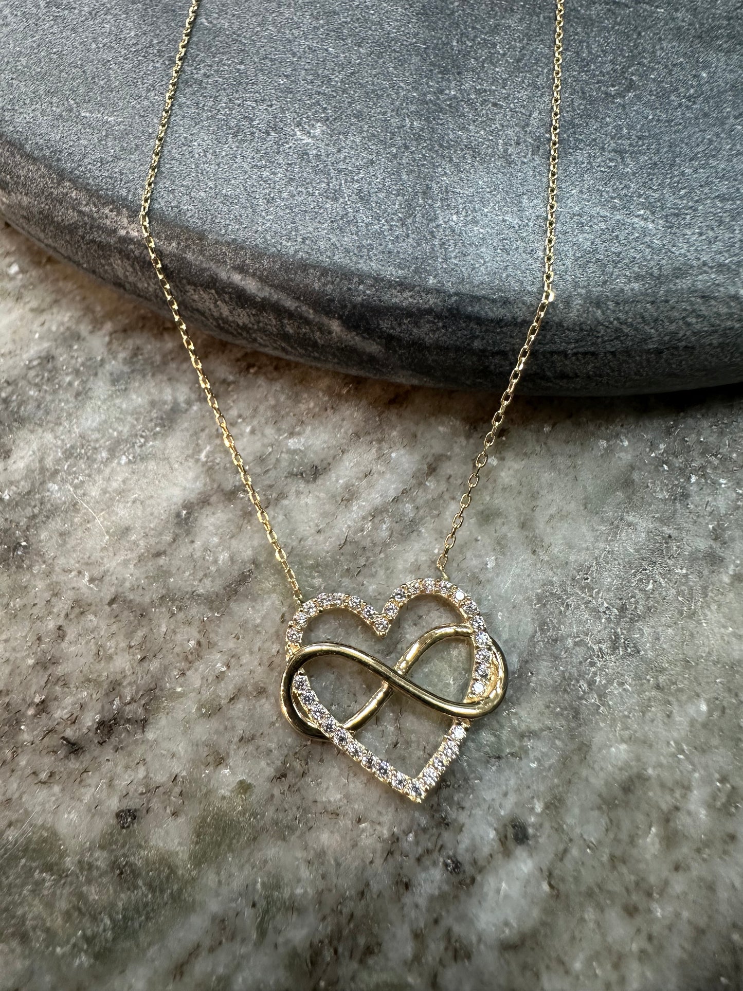 14K Gouden Ketting met Vaste Hart Hanger