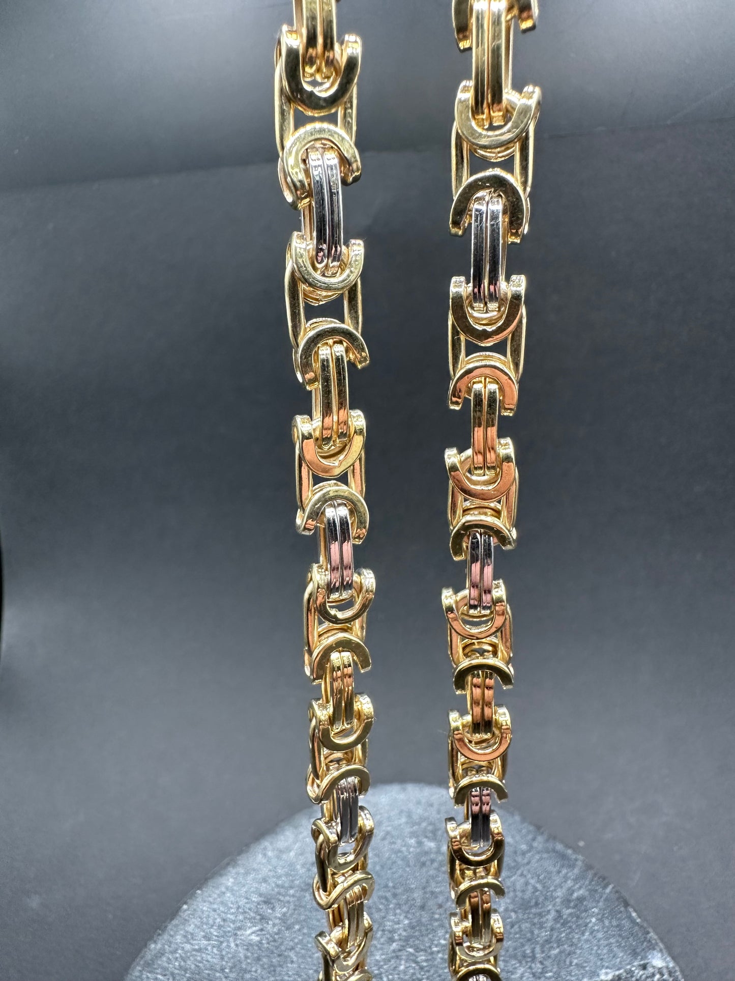 14K Gouden Bicolor Platte Koningsketting – 67 cm