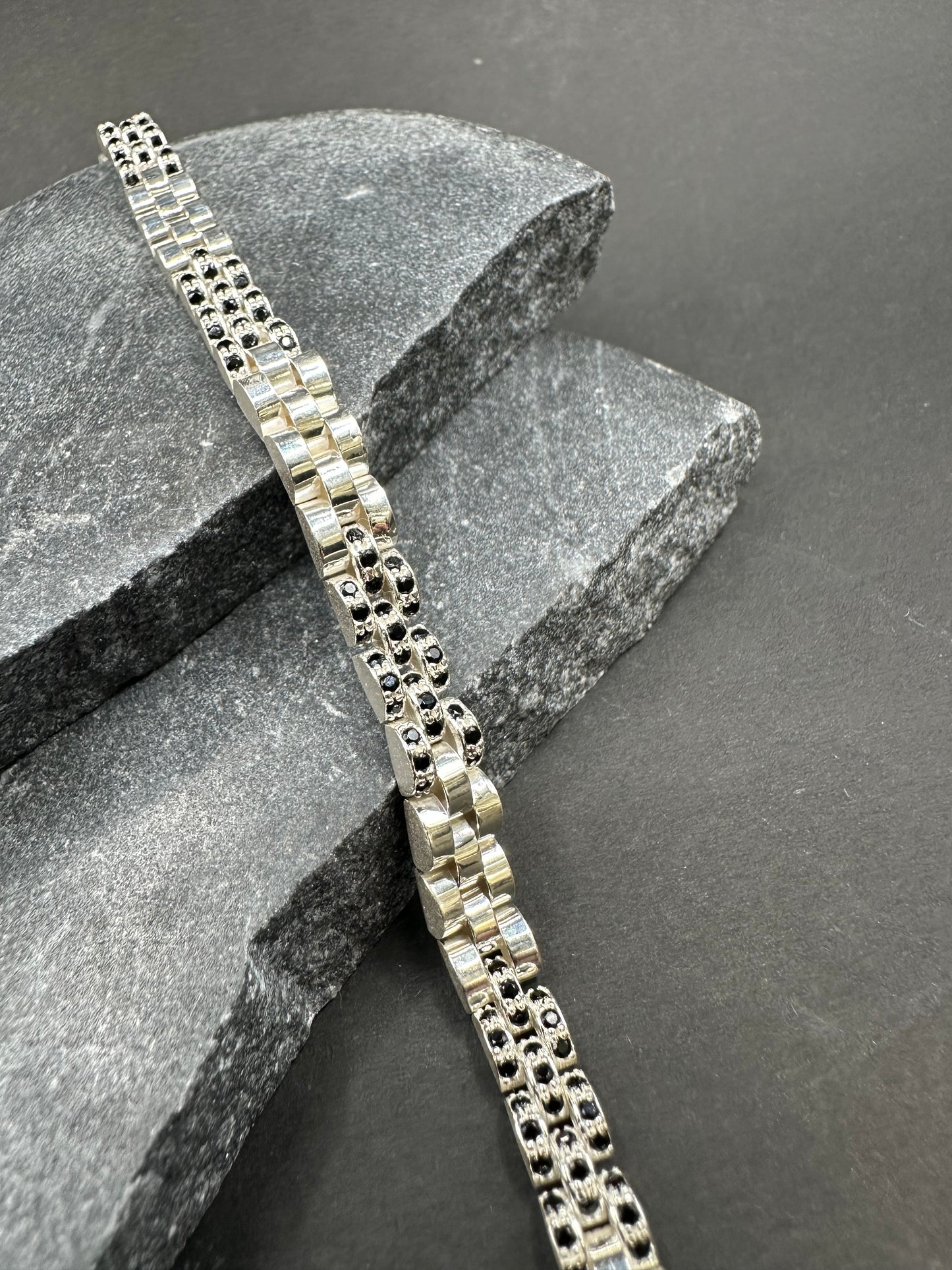 925 Zilveren President Armband met Natuurlijke Onyx Stenen – 20,5 cm