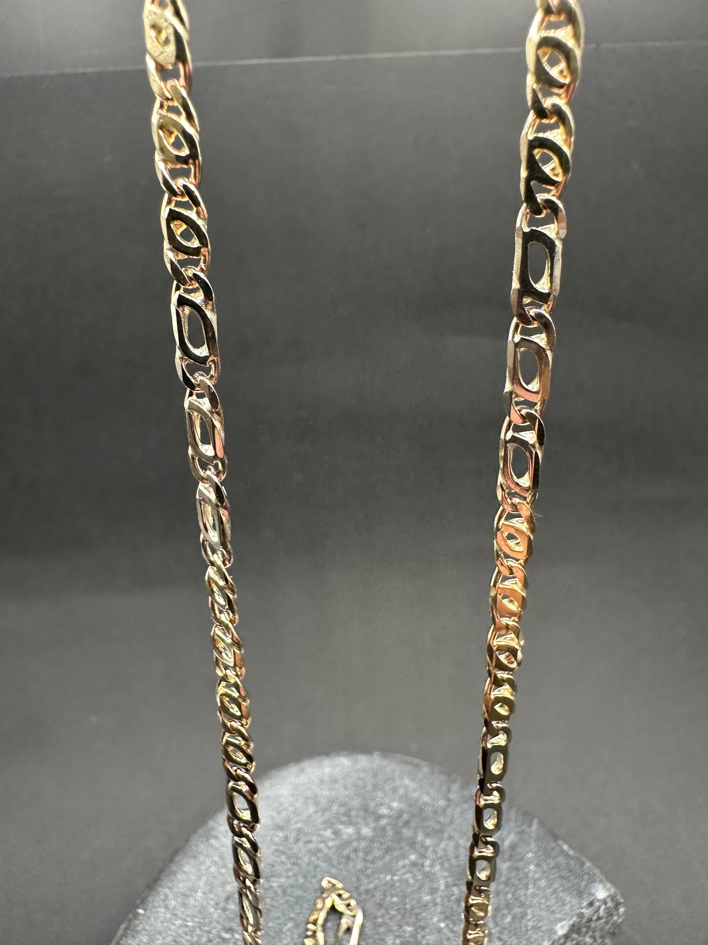 14K Gouden Bicolor Massieve Valkenoog Ketting – 60 cm