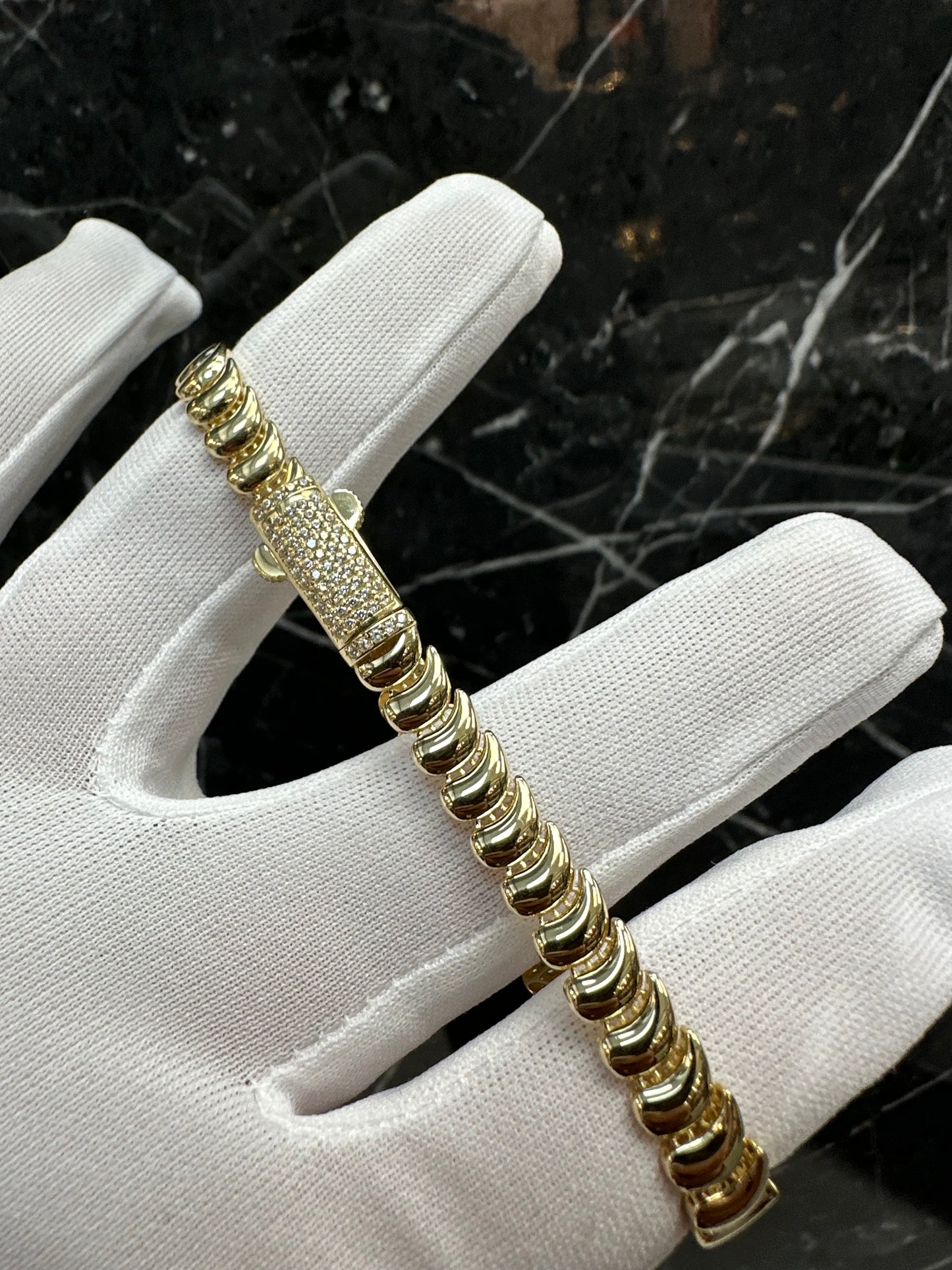 Prachtige 14K Gouden Armband met Zirkonia – 20 cm | 7 mm | Luxe & Sprankelend
