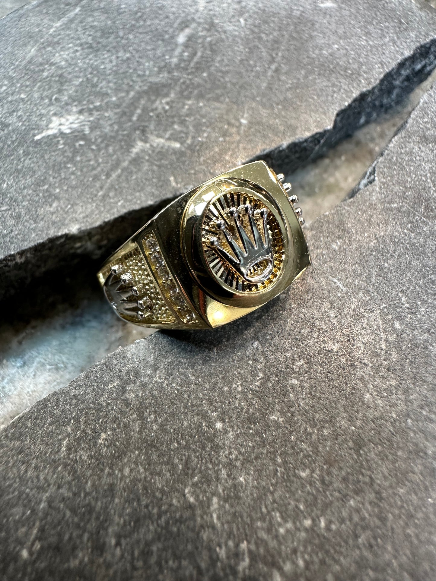 14K Gouden Trio Kroon Ring – Bicolor | Maat 20,5 | Luxe & Koninklijk Design