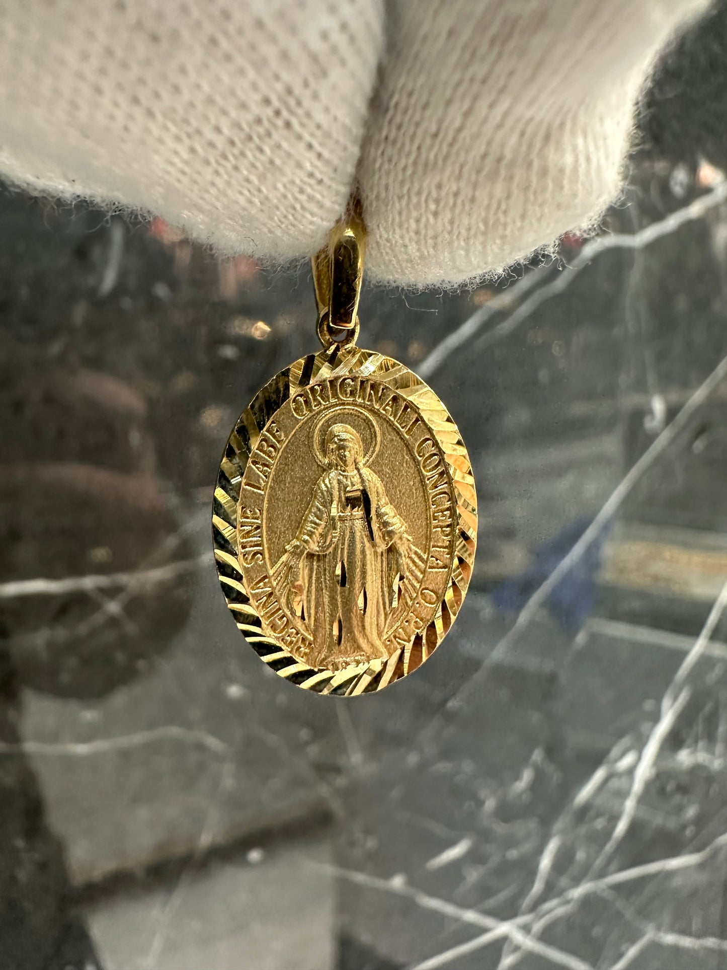18K Gouden Platte Maria Hanger