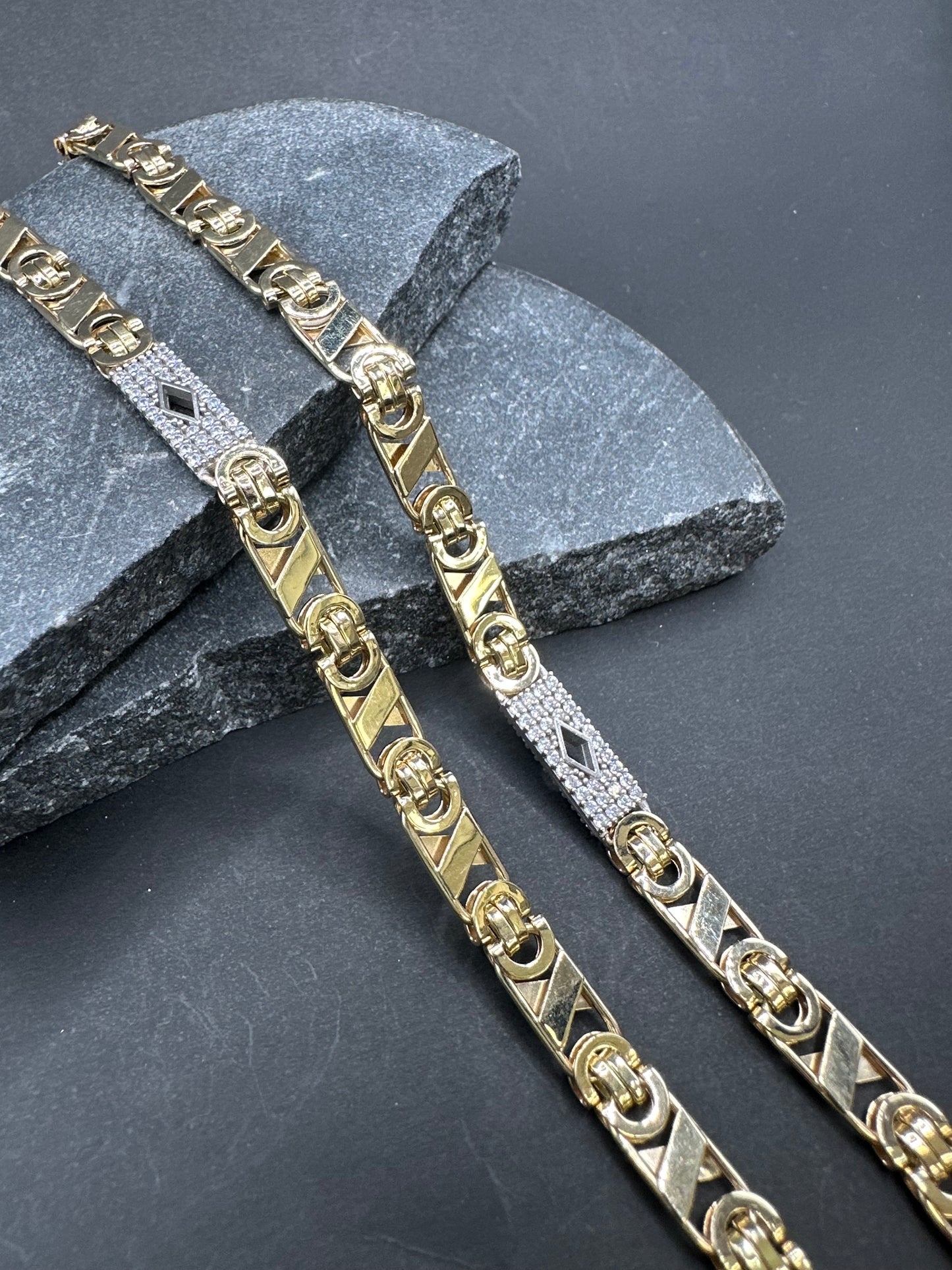 14K Gouden Iced Valentino Ketting – 70 cm