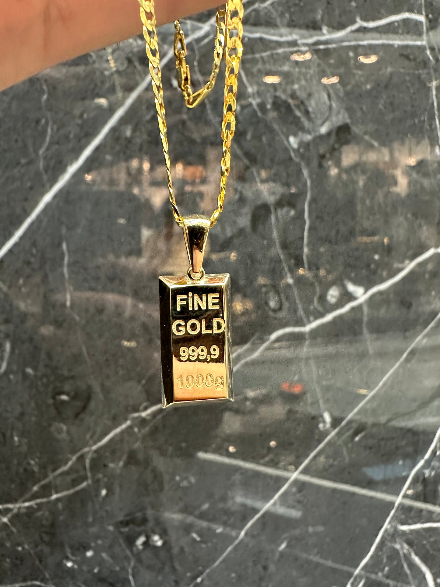 14K Gouden Massieve Gourmet Ketting met Fine Gold Hanger