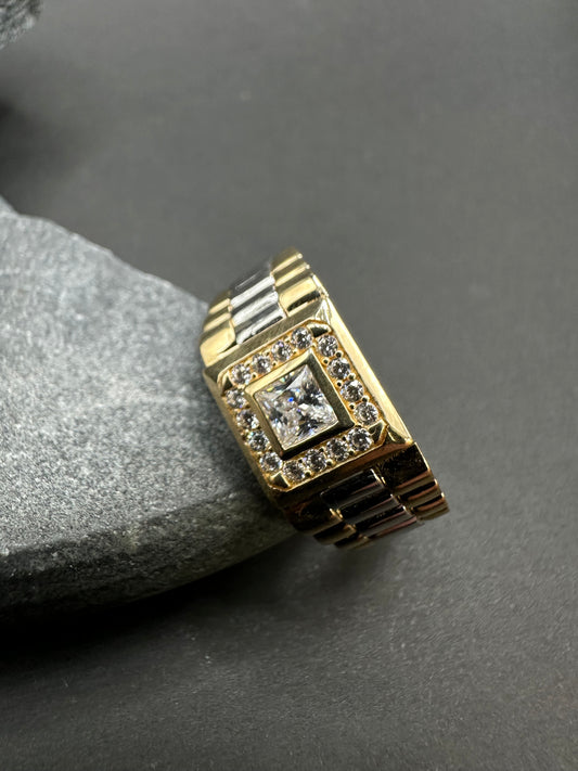 14K Gouden Bicolor Ring met Zirkonia – Maat 20,5