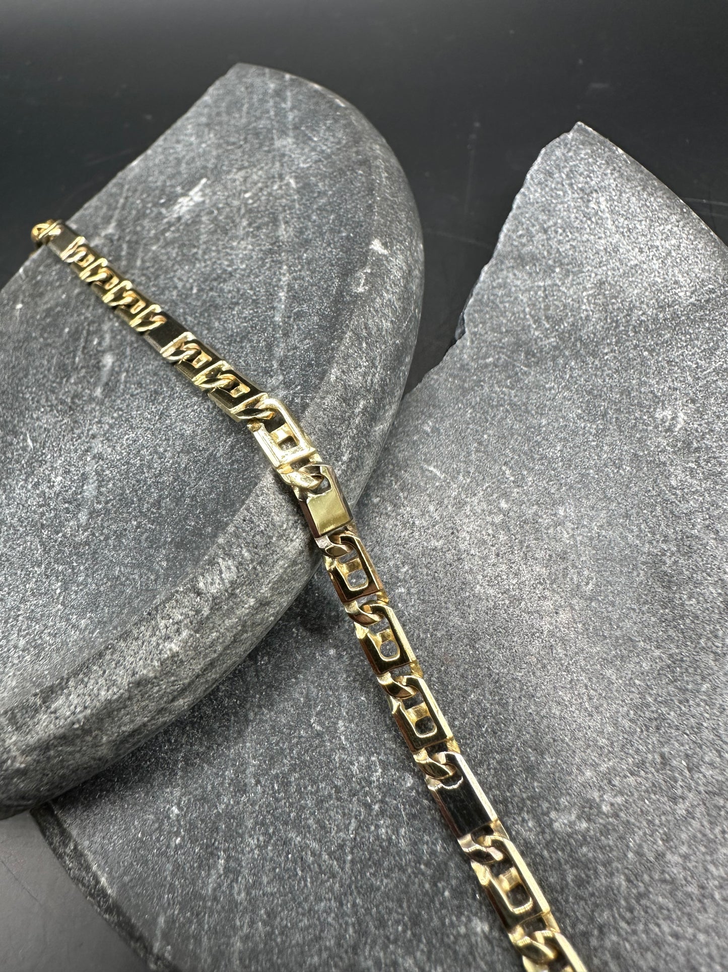14K Gouden Rollie Schakel Armband – Bicolor – 20 cm