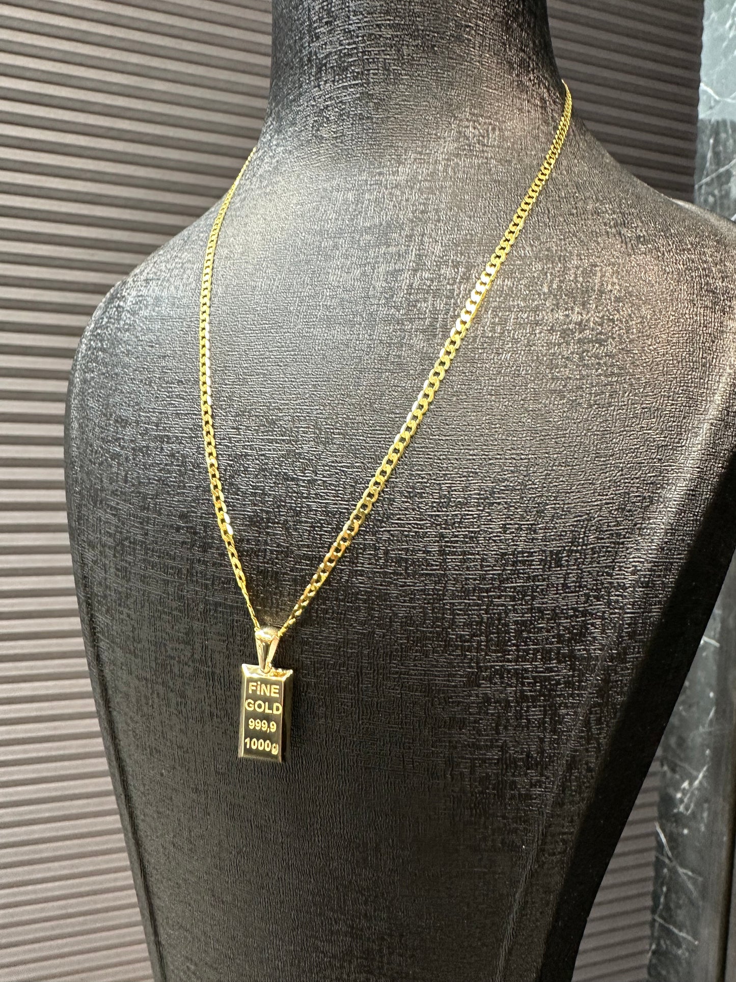 14K Gouden Massieve Gourmet Ketting met Fine Gold Hanger