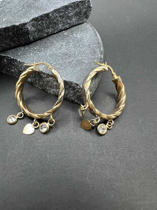 14K Gouden Oorbellen met Bedeltjes – 24,1 mm