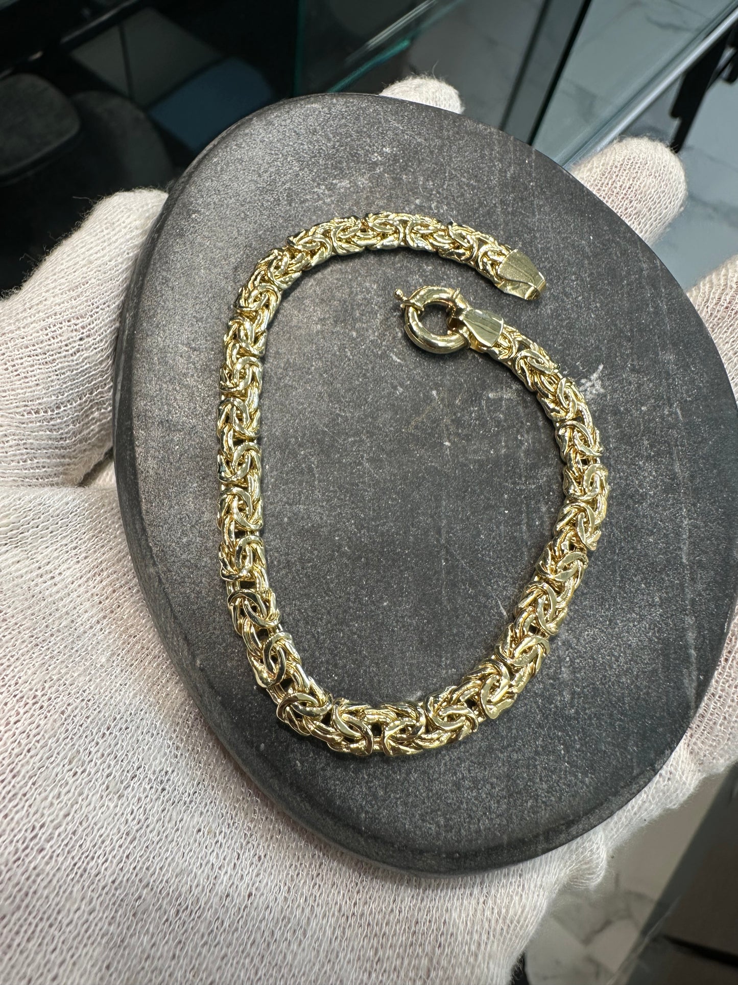 14K Gouden Plat Byzantijn Armband – 20 cm | 6 mm | Unisex | Luxe & Tijdloos