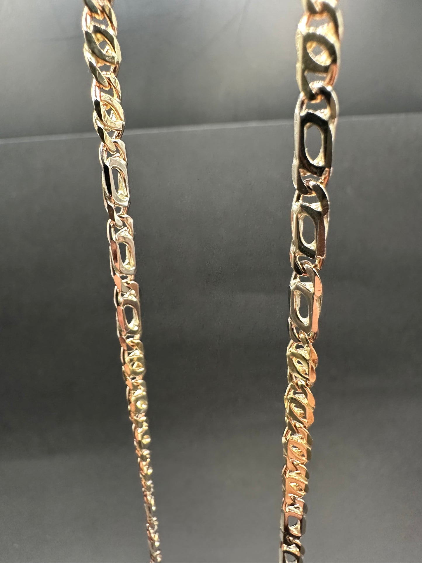 14K Gouden Bicolor Massieve Valkenoog Ketting – 60 cm