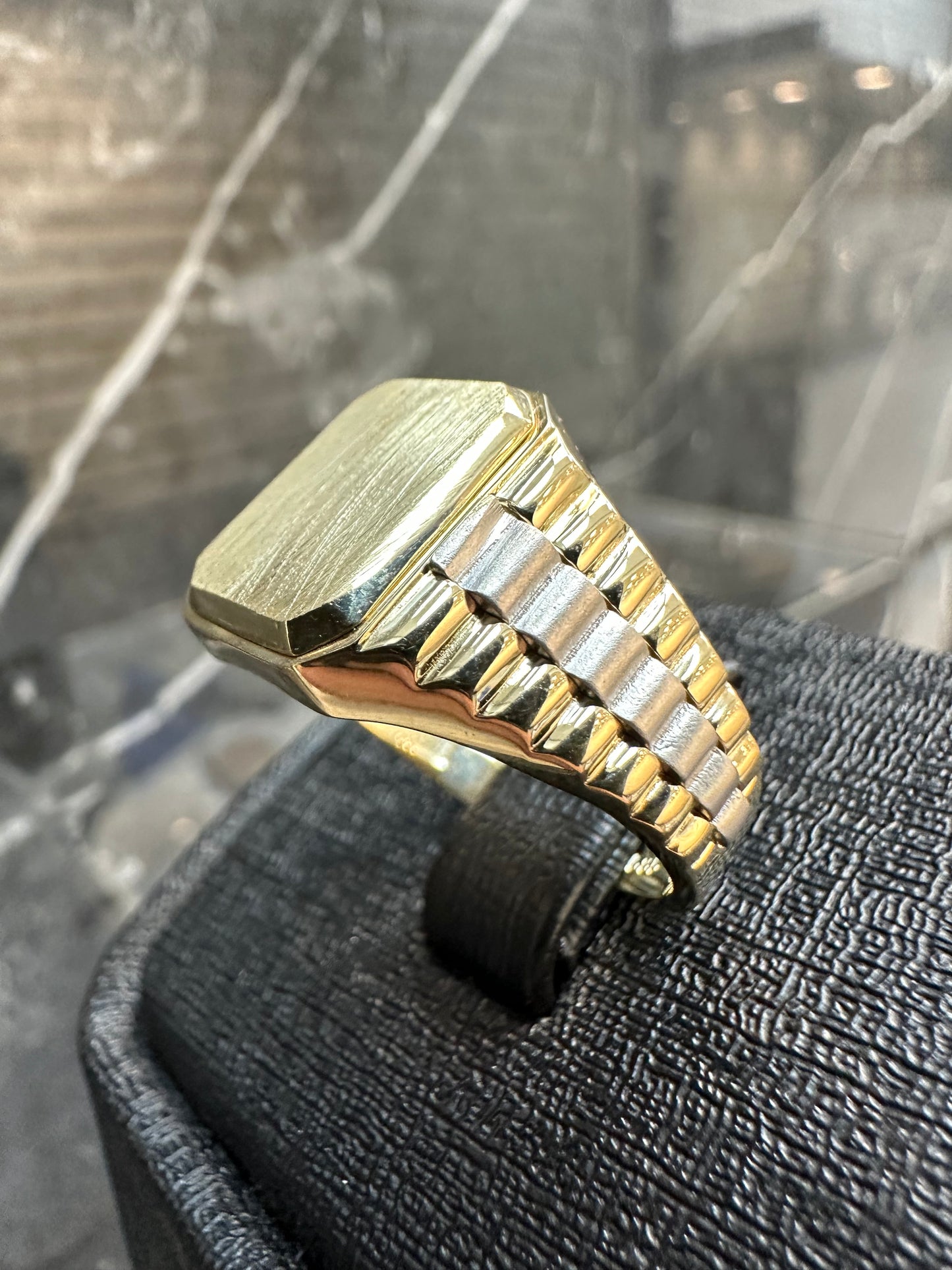 Prachtige 14K Gouden Zegelring Bicolor – Geelgoud & Witgoud – Graveren Gratis! | Maat 20,5