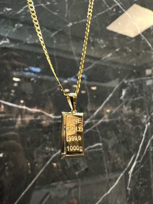 14K Gouden Massieve Gourmet Ketting met Fine Gold Hanger