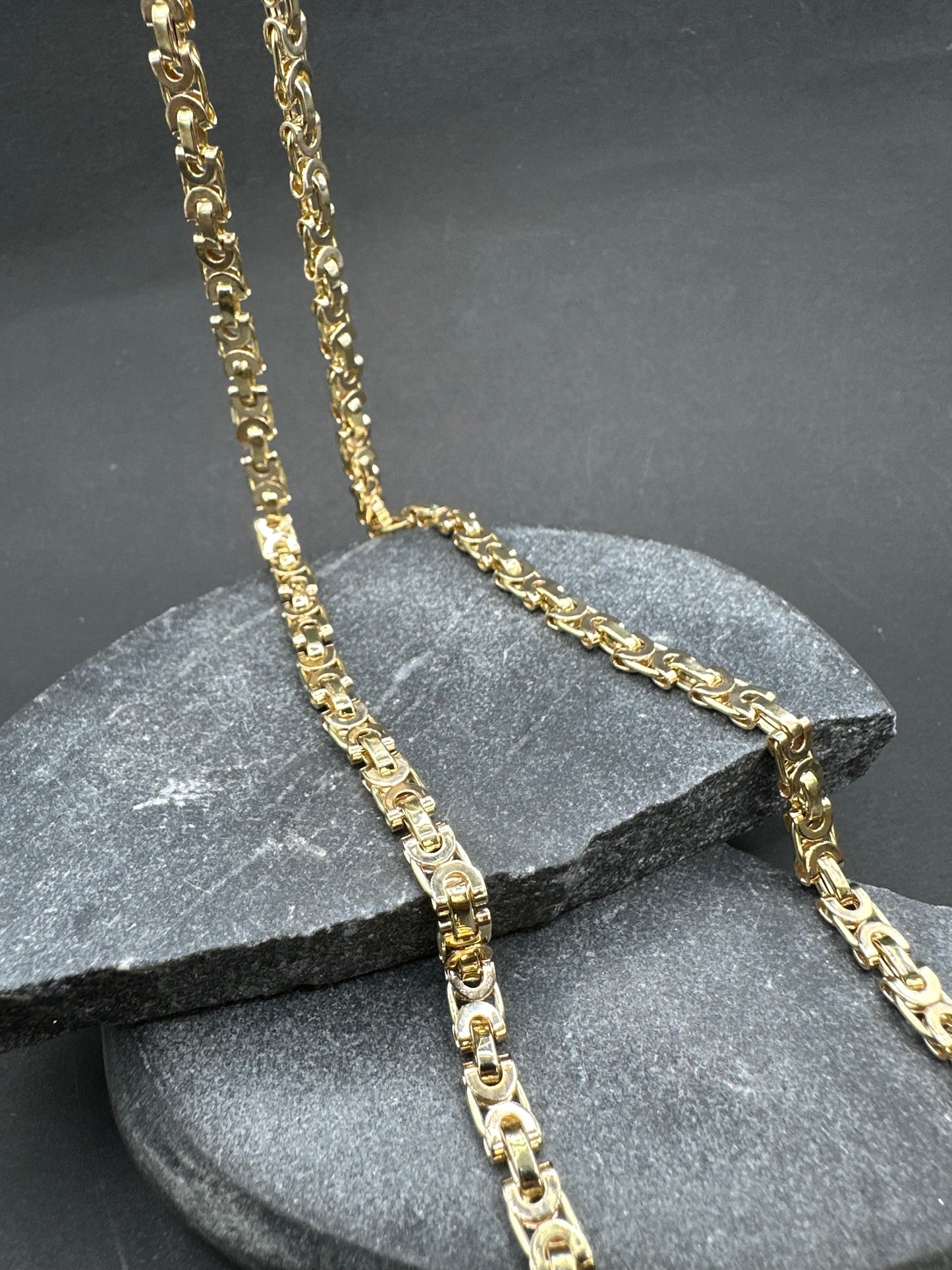 14K Gouden Massieve Platte Koningsketting – 70 cm