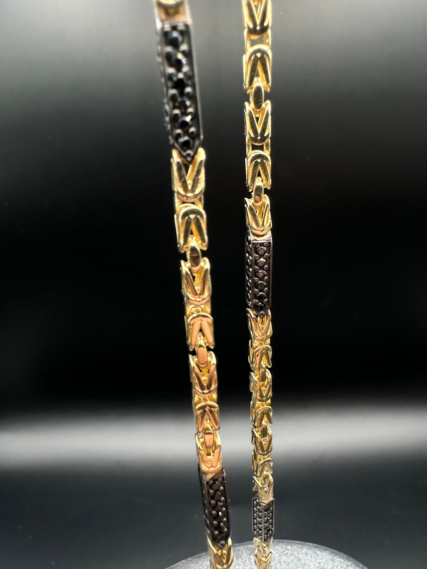 Prachtige 14K Gouden Koningsketting met Onyx Stenen – 3 mm | 60 cm | Luxe & Krachtig