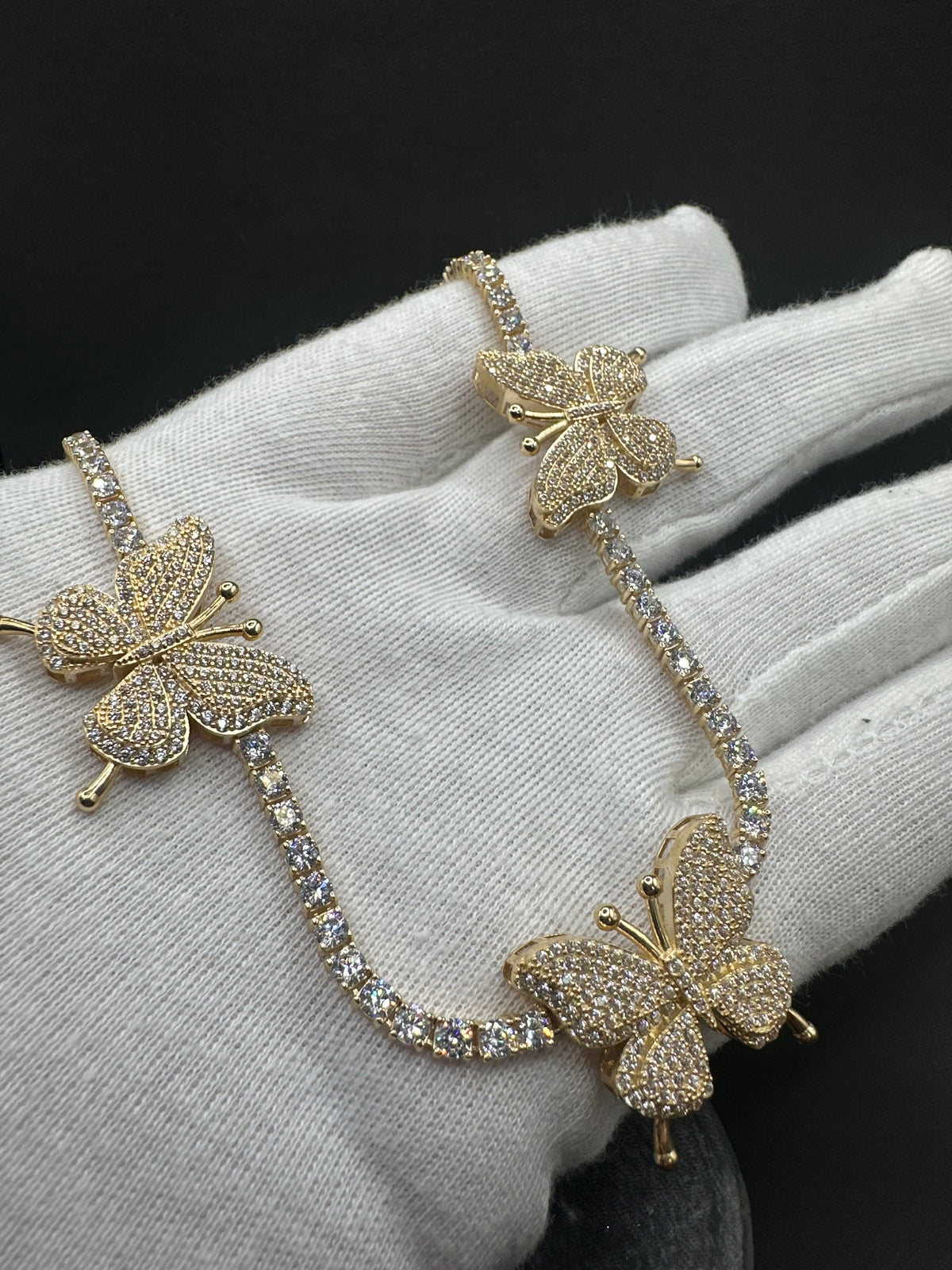 14K Gouden Vlinderketting met Zirkonia – 44 cm | 3 mm