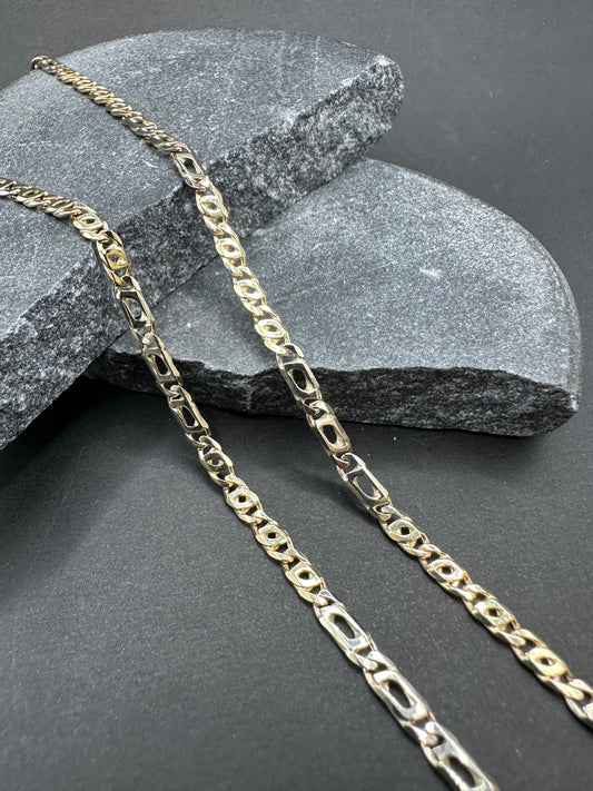 14K Gouden Bicolor Massieve Valkenoog Ketting – 60 cm