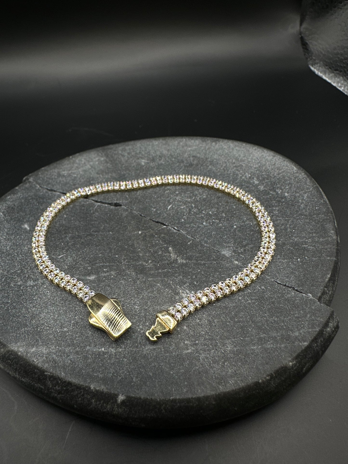 14K Gouden Dubbele Tennis Armband met Zirkonia – 19 cm