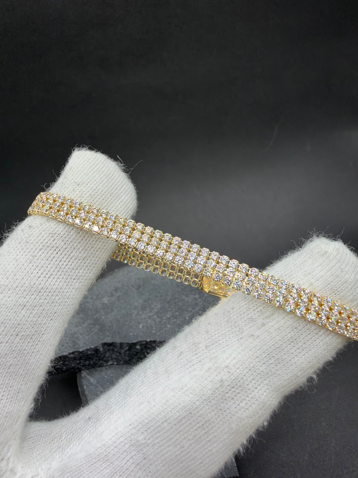 14K Gouden Triple-Row Tennisarmband met Zirkonia – 5,2 mm