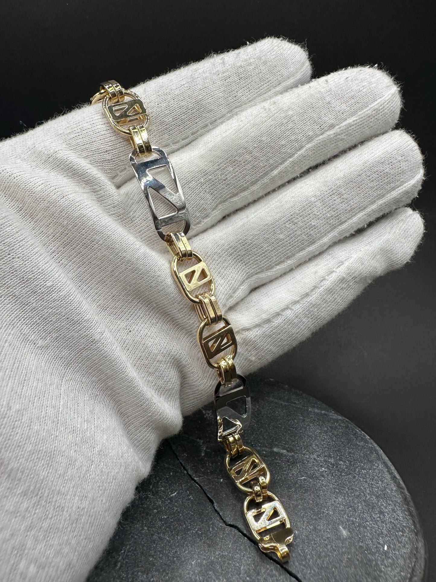 14K Gouden Bicolor Kingsly Ruit Armband – 22 cm