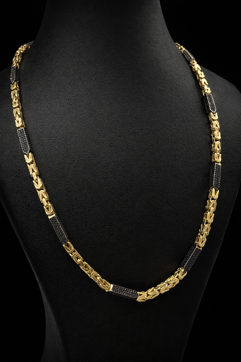 14K Koningsketting bezet met Onyx stenen - 60 cm | 4,6 mm
