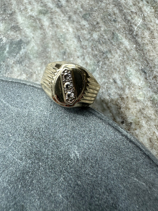 14k Gouden Herenring met Zirkonia Stenen