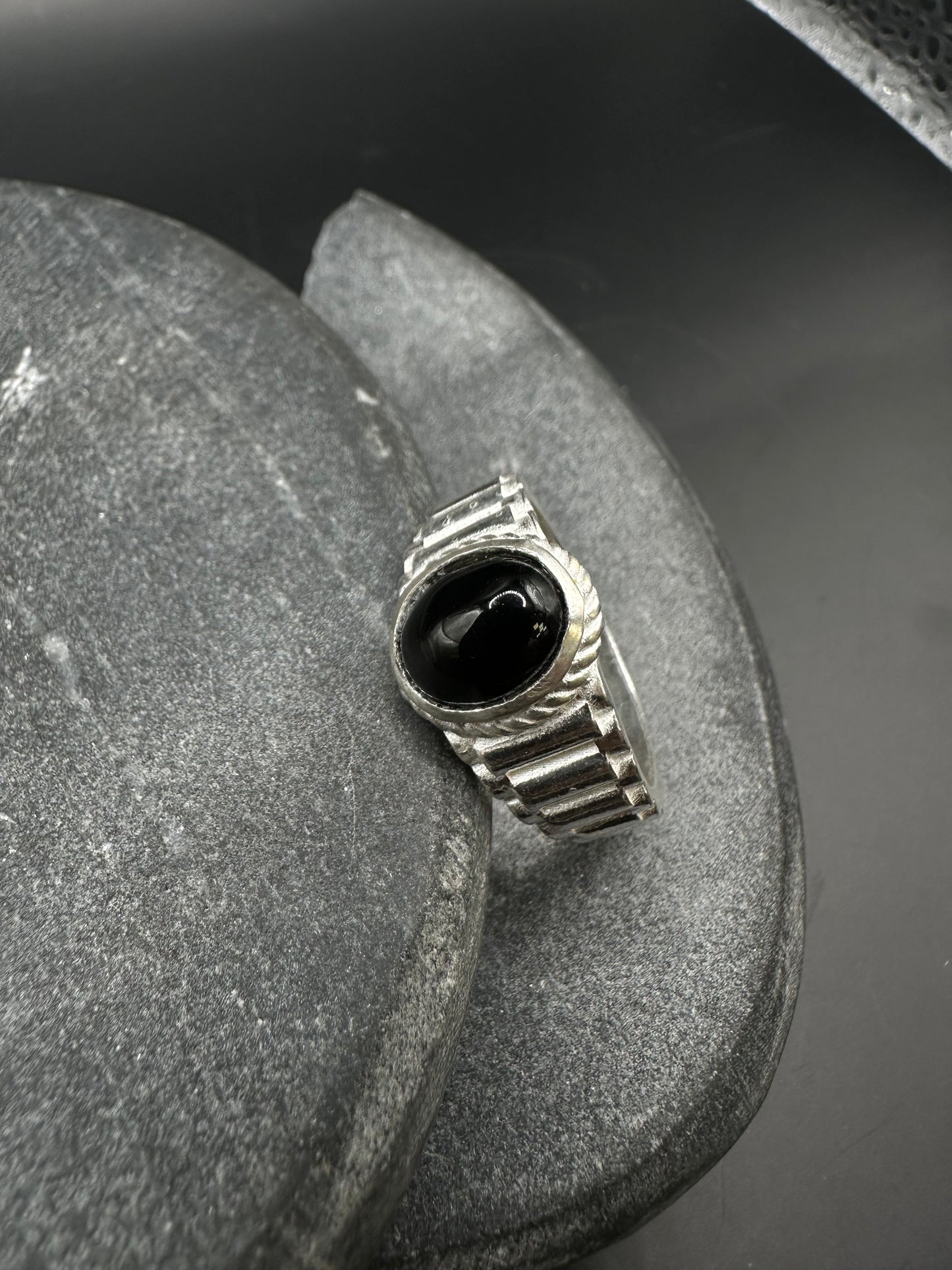 925 Zilveren Rollie Ring met Onyx