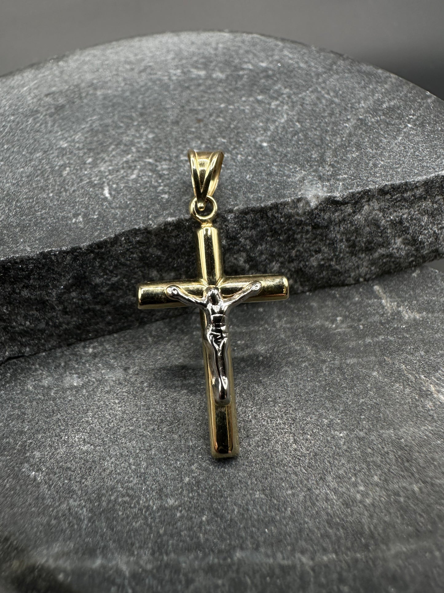 14K Gouden Bicolor Kruishanger