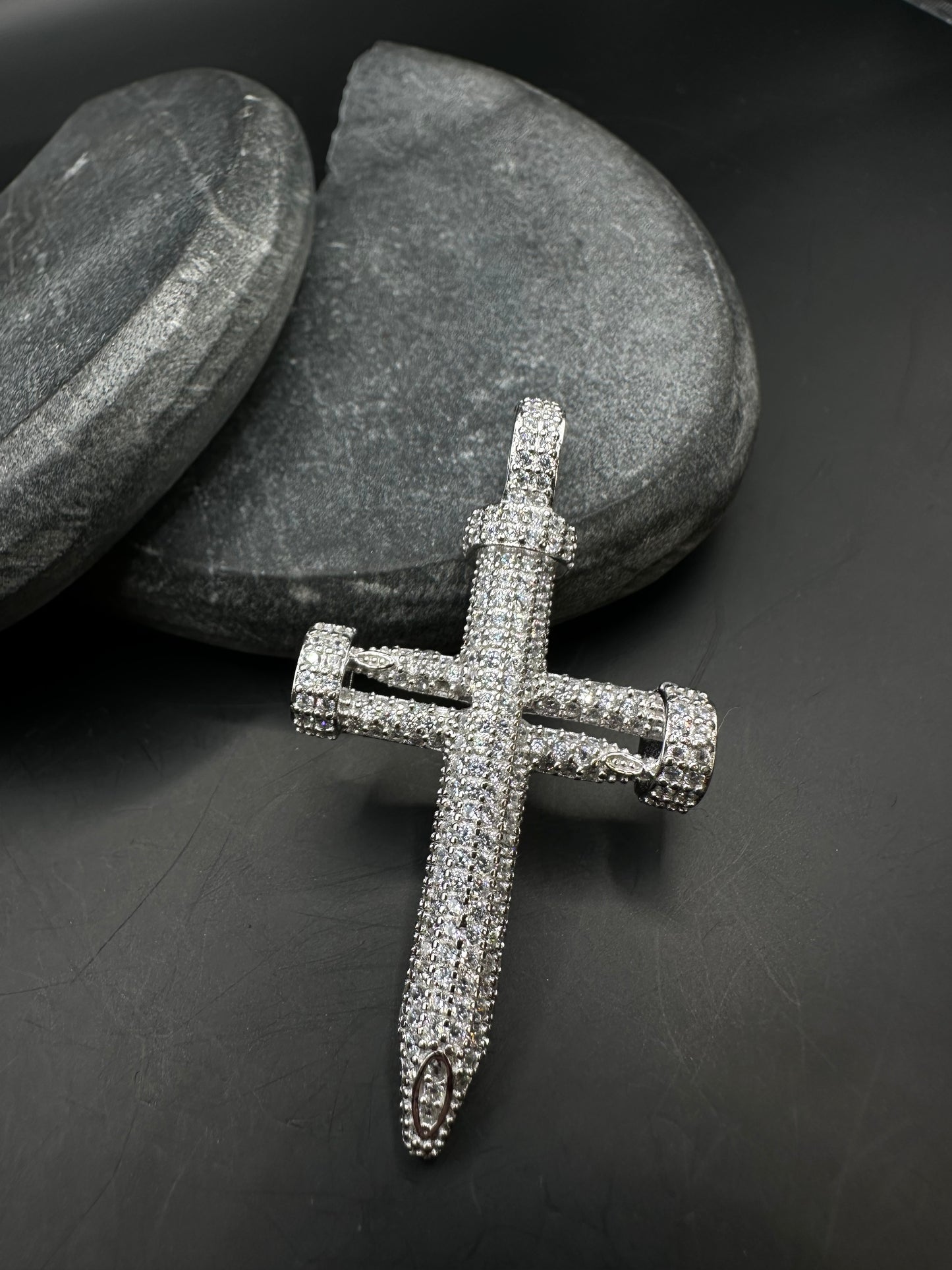925 Zilveren Kruis – Iced met Zirkonia – 55 mm