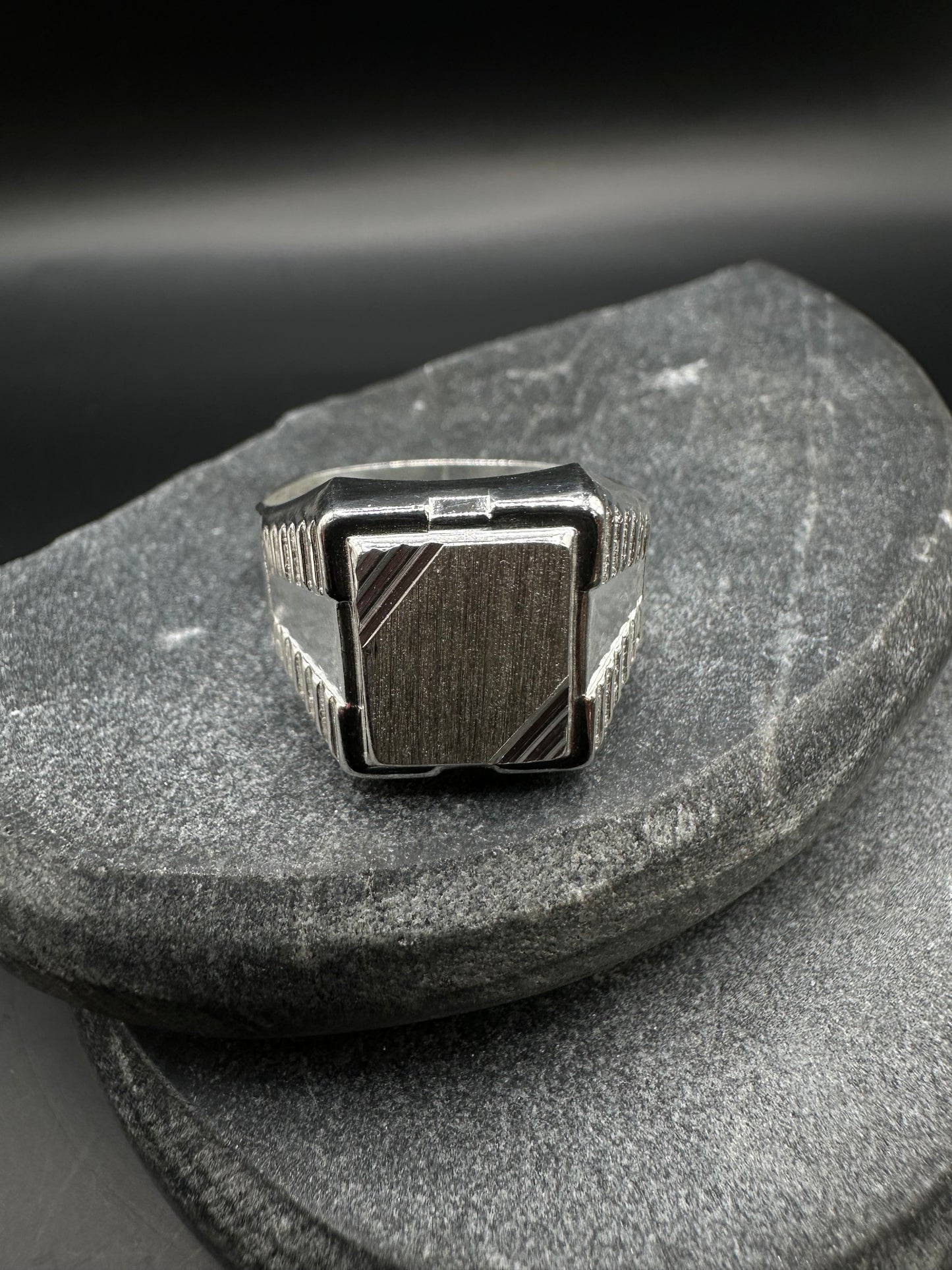 925 Zilveren Zegelring met Diamond Cut Bewerking