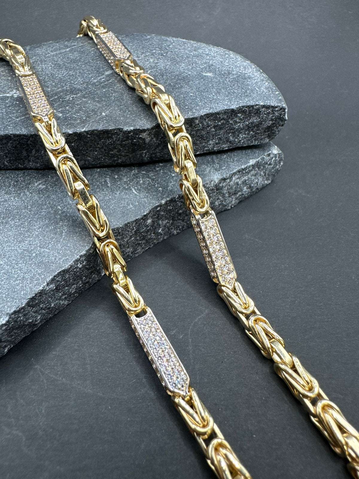 14K Gouden Iced Koningsketting met Zirkonia – 62 cm