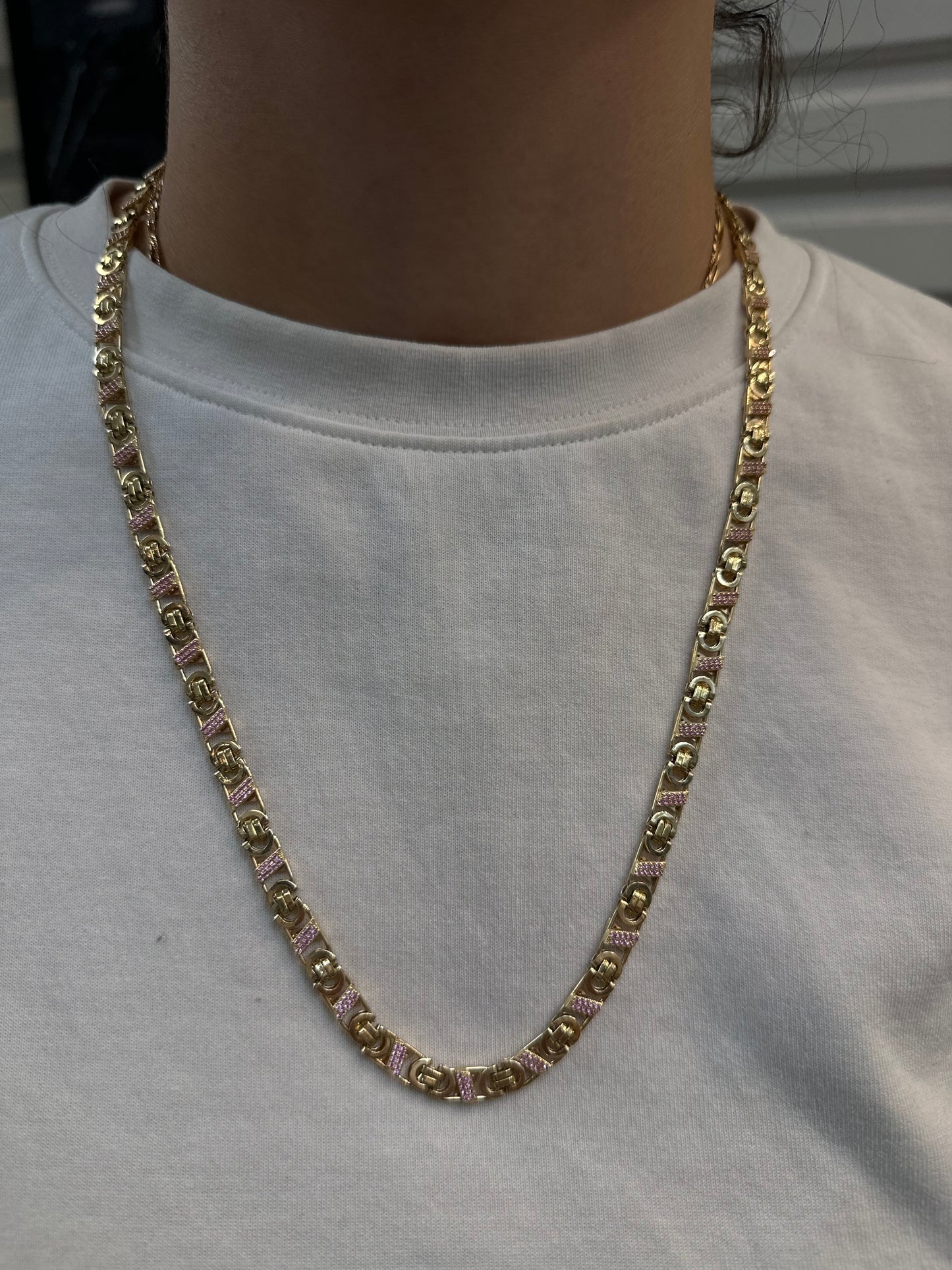 14K Gouden Valentino Ketting met Robijnen – 63 cm